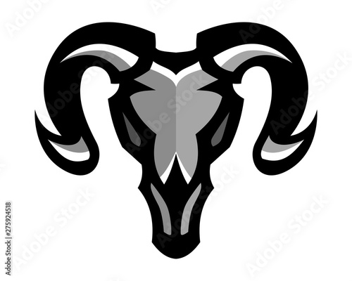 Goat skull, Mascot logo, Sticker design, Vector illustration