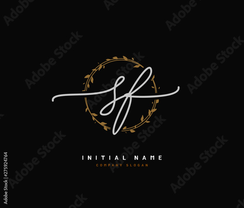 S F SF Beauty vector initial logo, handwriting logo of initial signature, wedding, fashion, jewerly, boutique, floral and botanical with creative template for any company or business.