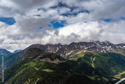 Summits of Alps near Courmayuer, Italy.