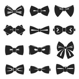 Bow tie icon set, male fashion accessory