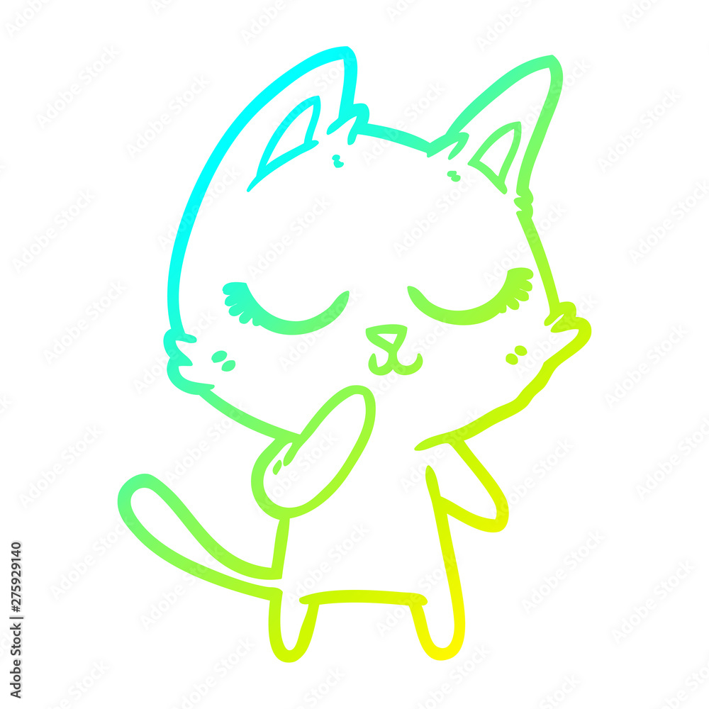 cold gradient line drawing calm cartoon cat considering cold gradient line drawing calm cartoon cat considering