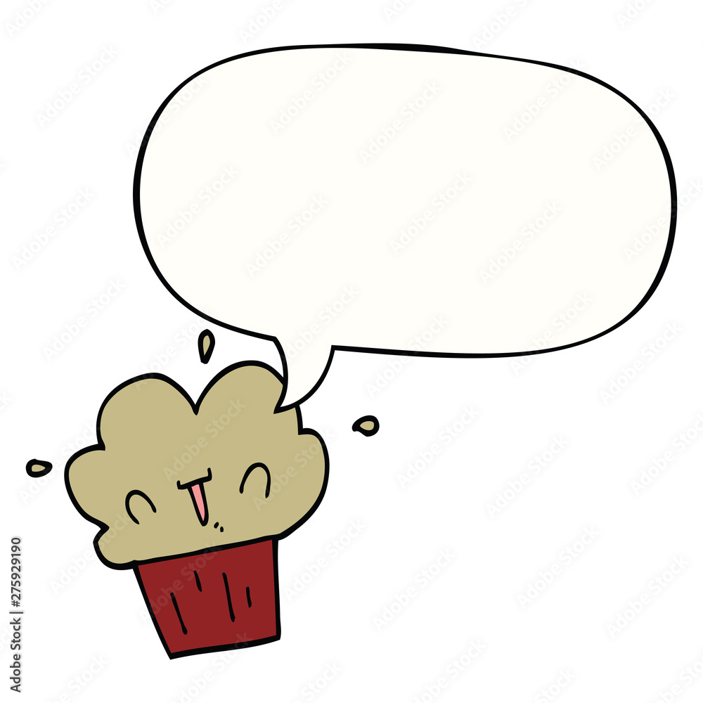 cartoon cupcake and speech bubble cartoon cupcake and speech bubble