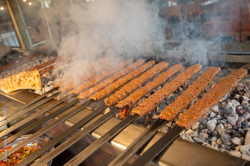 Traditional turkish adana kebab ready to cook Traditional turkish adana kebab ready to cook