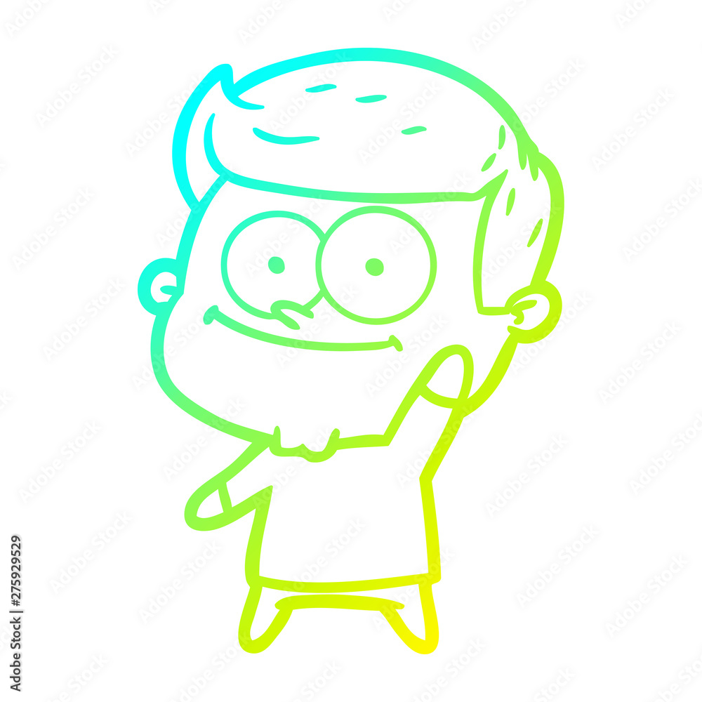 cold gradient line drawing cartoon happy man cold gradient line drawing cartoon happy man