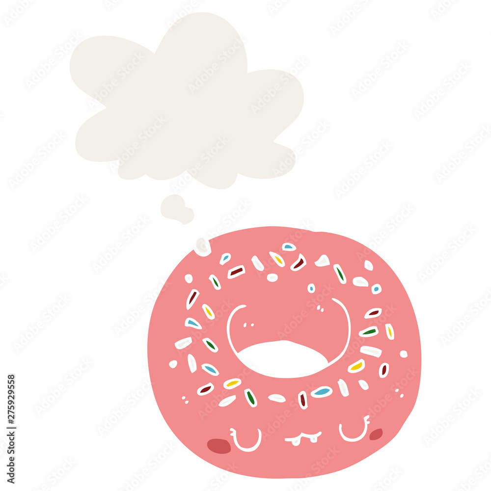 Fototapeta premium cartoon donut and thought bubble in retro style