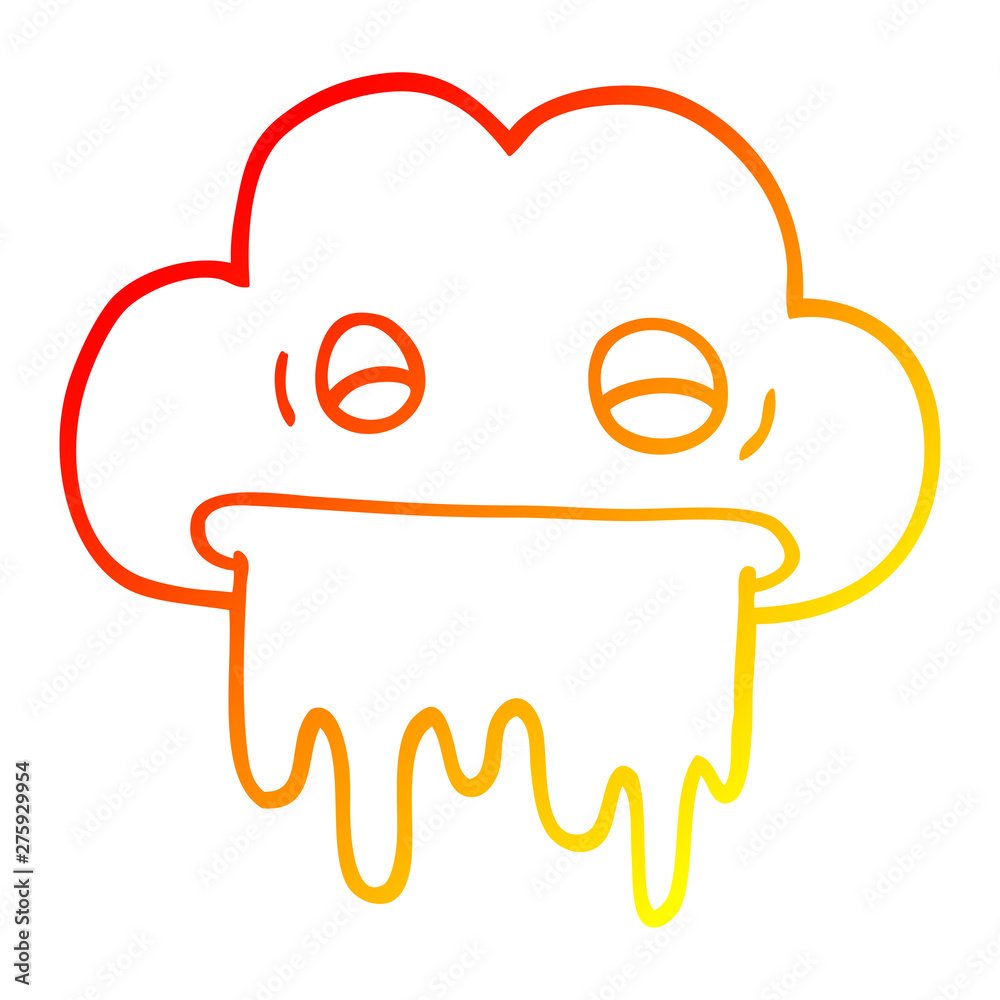 warm gradient line drawing cartoon rain cloud warm gradient line drawing cartoon rain cloud