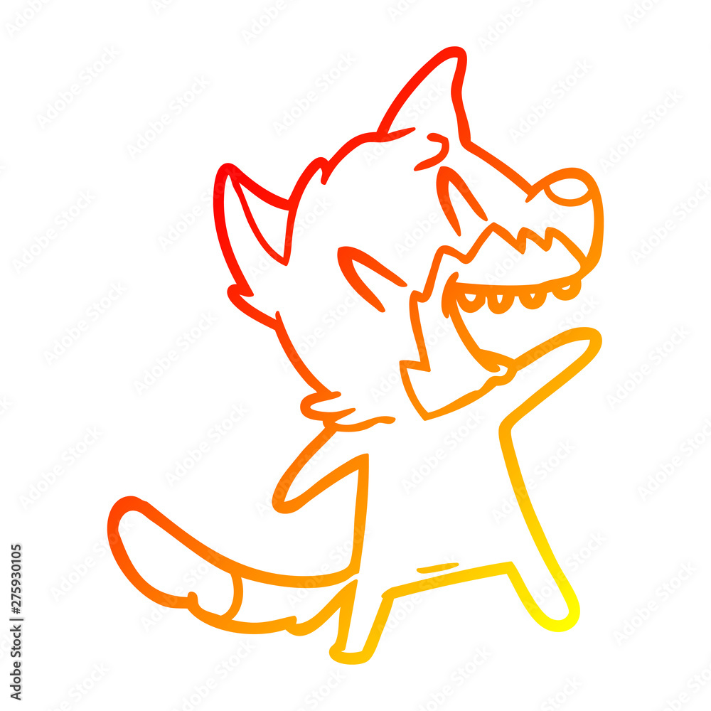 warm gradient line drawing laughing fox cartoon warm gradient line drawing laughing fox cartoon