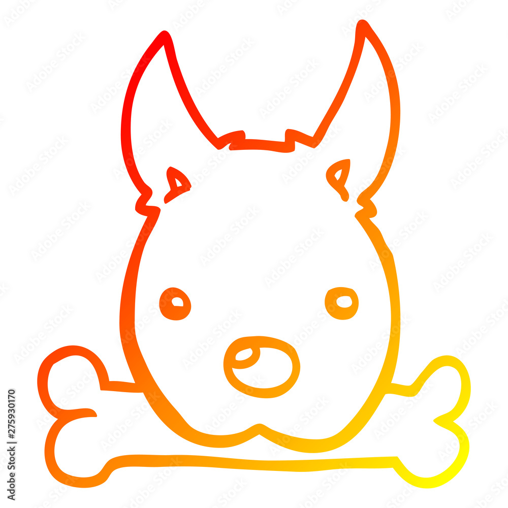 Obraz premium warm gradient line drawing cartoon dog with bone