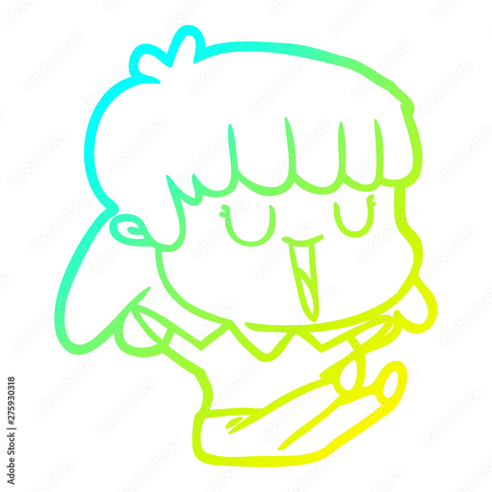 cold gradient line drawing cartoon woman cold gradient line drawing cartoon woman