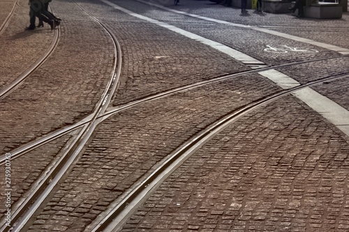 Sunset shot of tramway rails