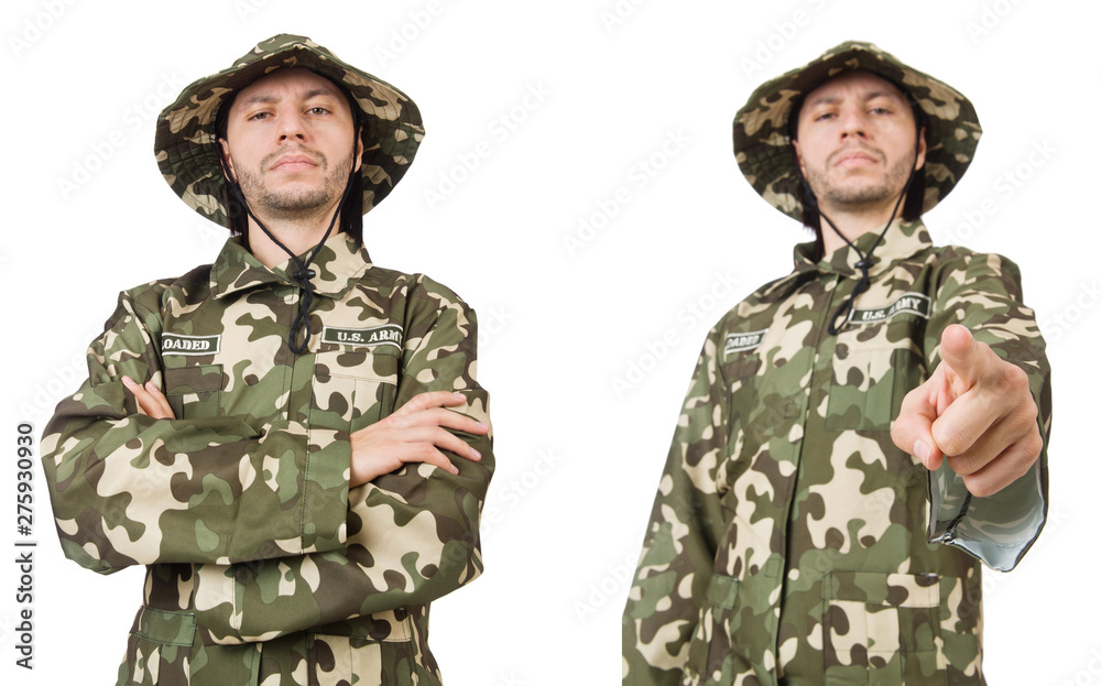 Funny soldier isolated on white Funny soldier isolated on white
