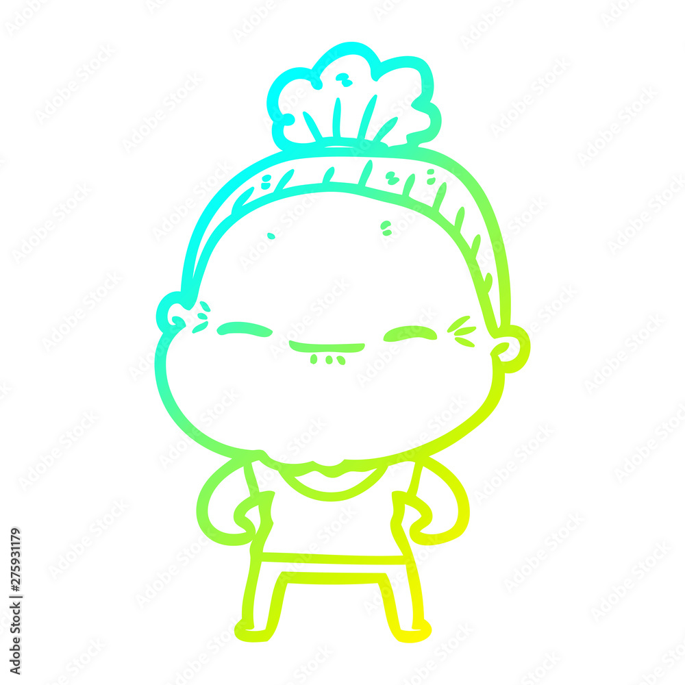 cold gradient line drawing cartoon peaceful old woman cold gradient line drawing cartoon peaceful old woman