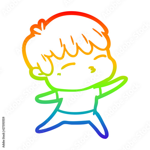 rainbow gradient line drawing cartoon curious boy