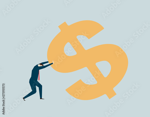 Business people and currency symbols, debt and stress,dollar