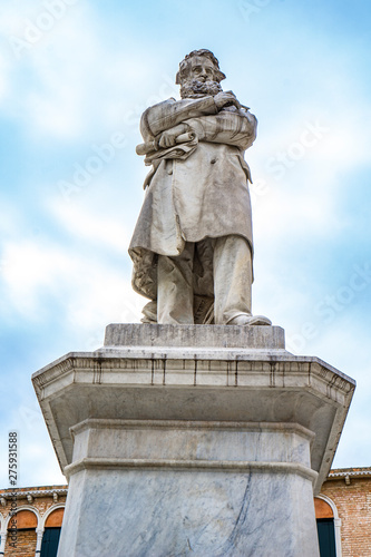 Monument to Italian linguist Niccolo Tommaseo in Venice  Italy