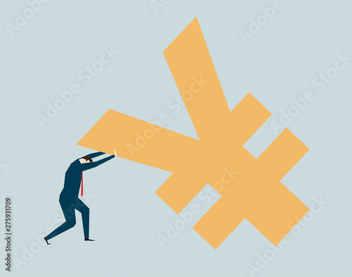 Business people and currency symbols, debt and stress,renminbi