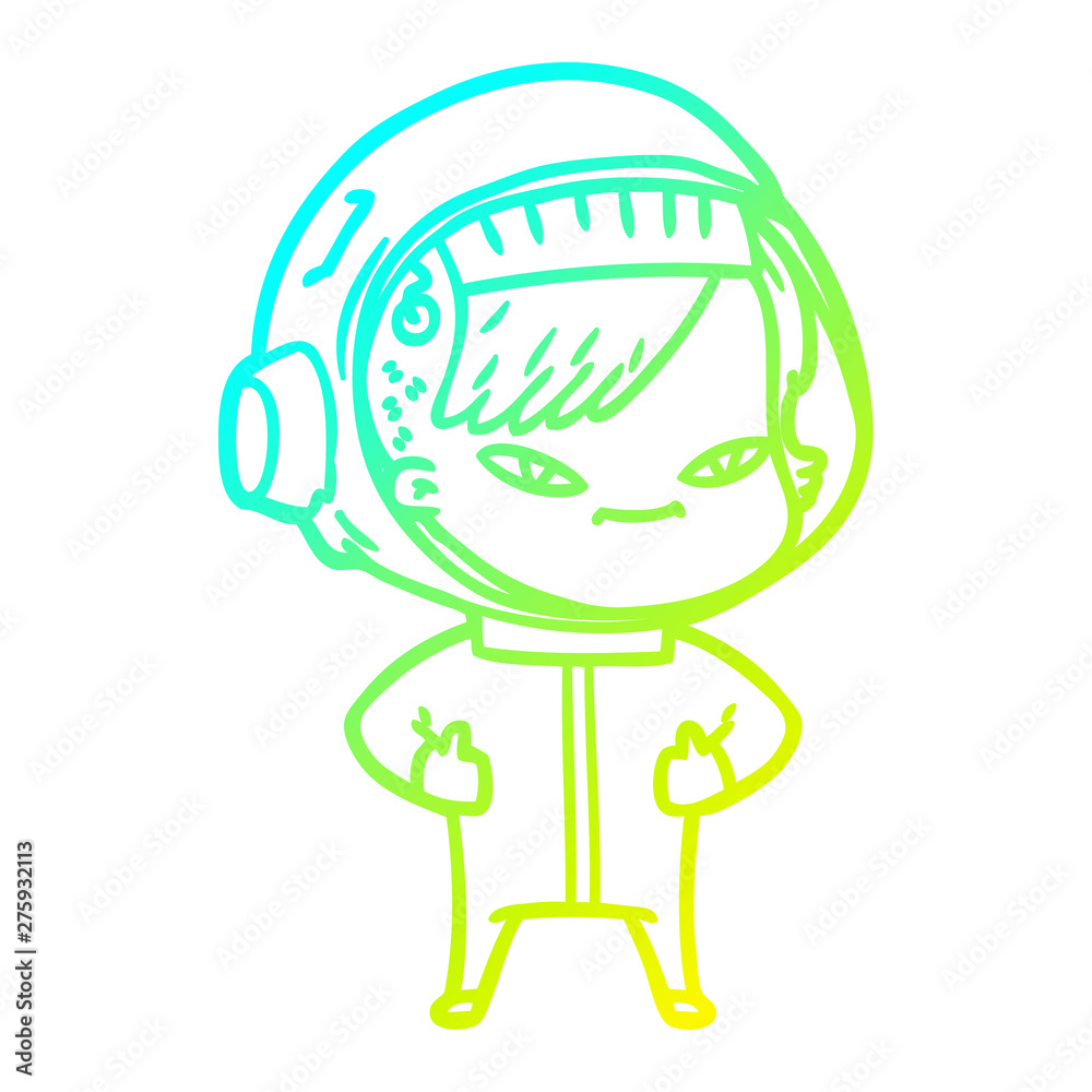 cold gradient line drawing cartoon astronaut woman cold gradient line drawing cartoon astronaut woman