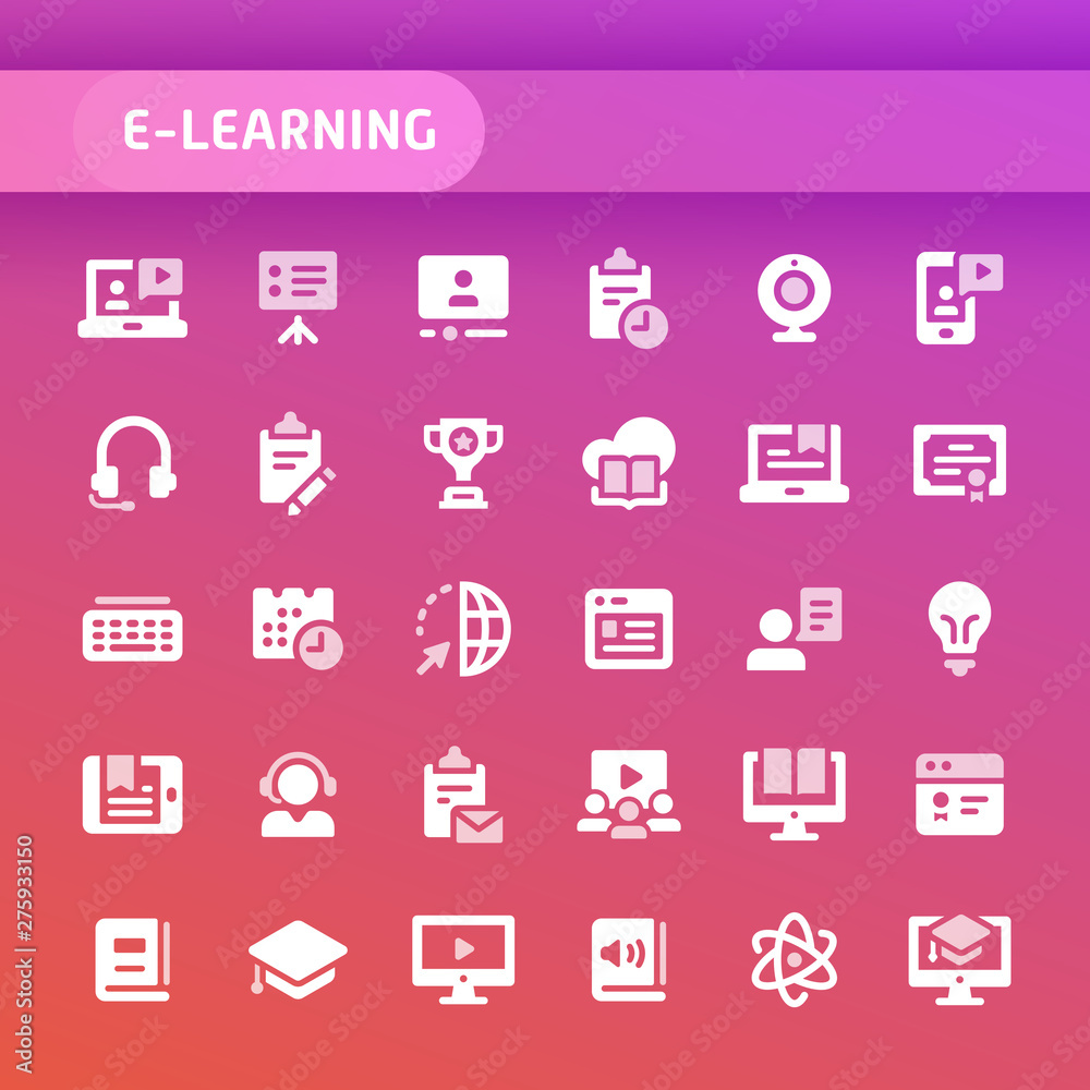 E-learning Vector Icon Set.