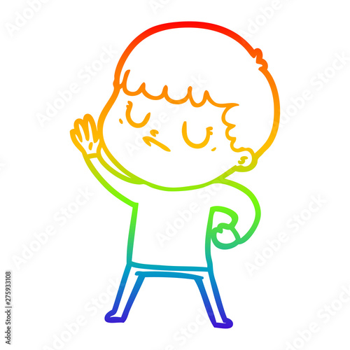 rainbow gradient line drawing cartoon grumpy boy