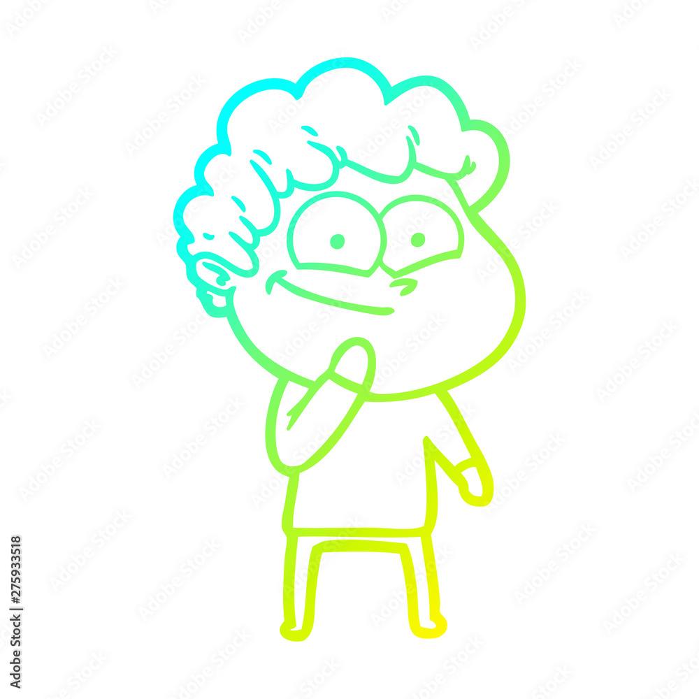 cold gradient line drawing cartoon happy man cold gradient line drawing cartoon happy man
