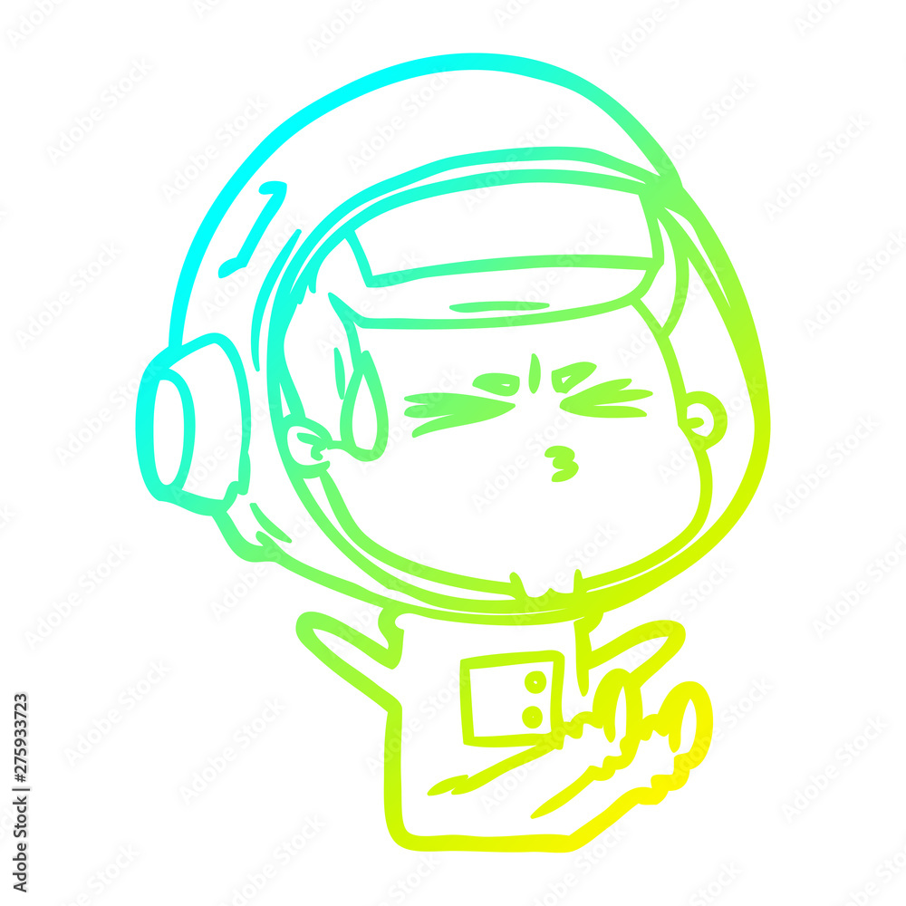 cold gradient line drawing cartoon stressed astronaut cold gradient line drawing cartoon stressed astronaut