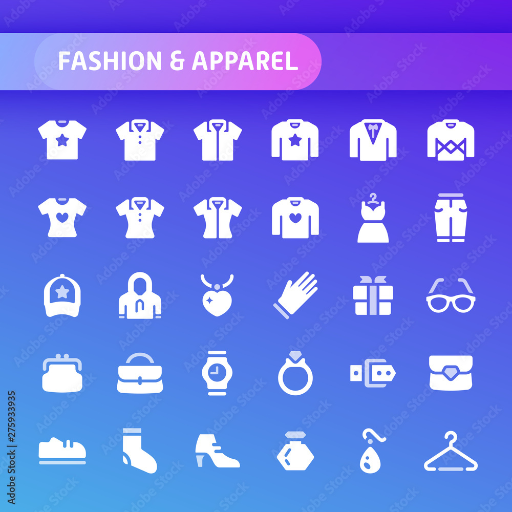 Fashion & Apparel Vector Icon Set.