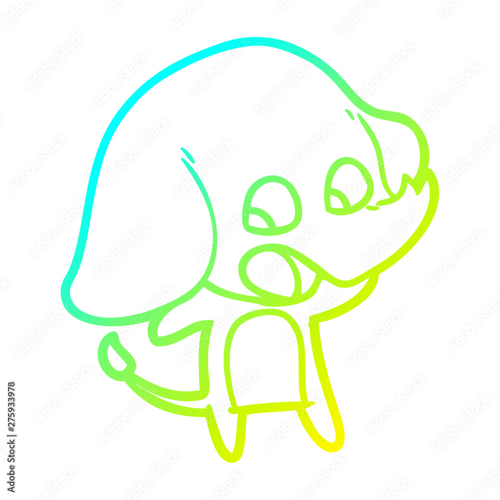 cold gradient line drawing cute cartoon elephant cold gradient line drawing cute cartoon elephant