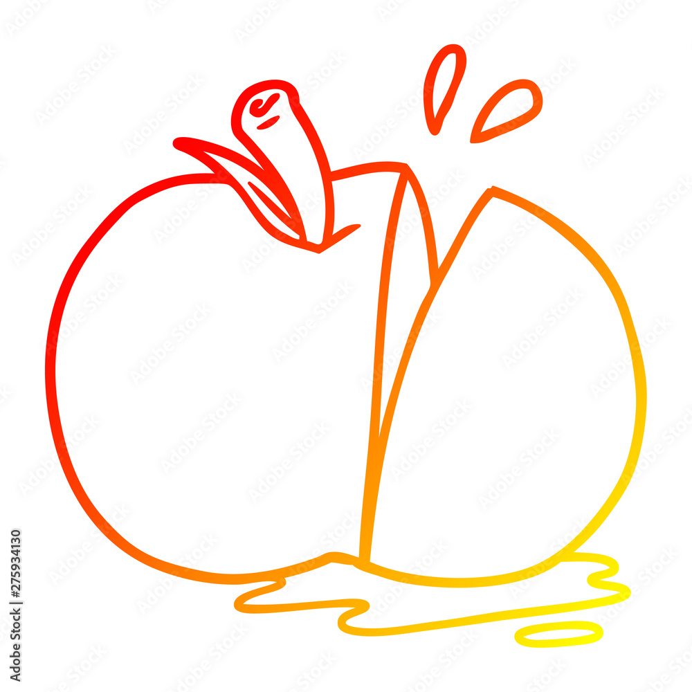 warm gradient line drawing cartoon sliced apple warm gradient line drawing cartoon sliced apple