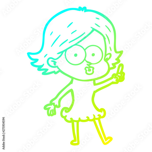 cold gradient line drawing cartoon girl pouting