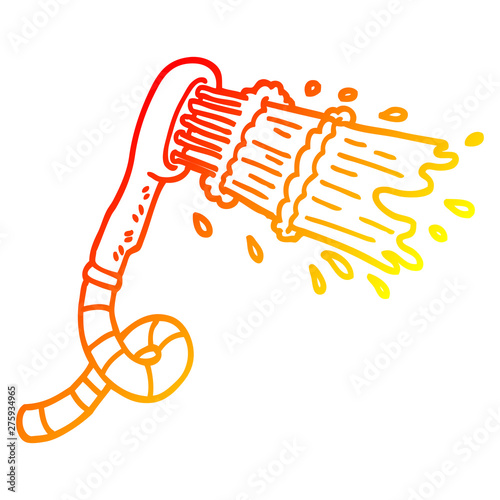 warm gradient line drawing cartoon shower head