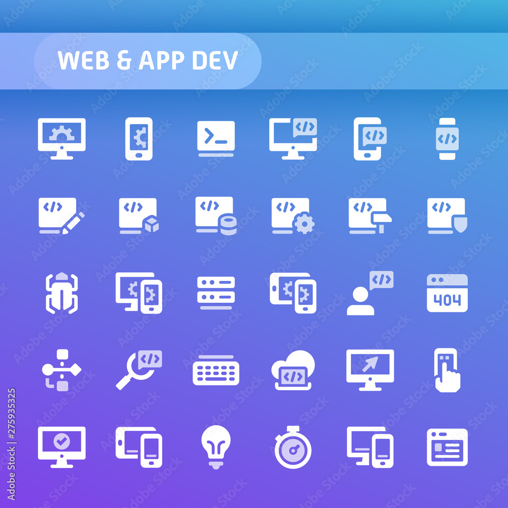 Website and Application Development Vector Icon Set. Website and Application Development Vector Icon Set.