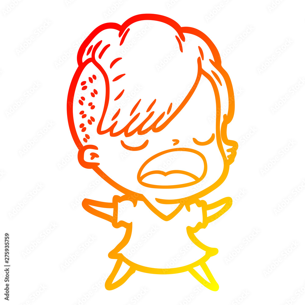 warm gradient line drawing cartoon cool hipster girl talking warm gradient line drawing cartoon cool hipster girl talking