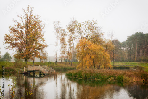 Belgium landscape with bridge in the autumn