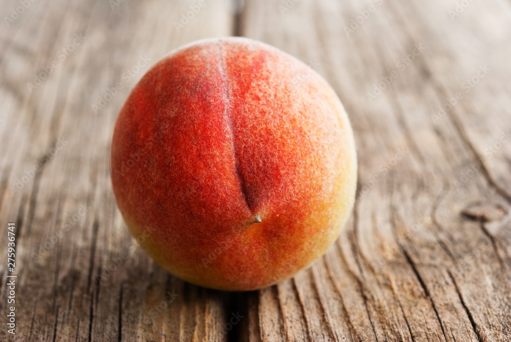 peach fruit on old weathered wooden table background peach fruit on old weathered wooden table background