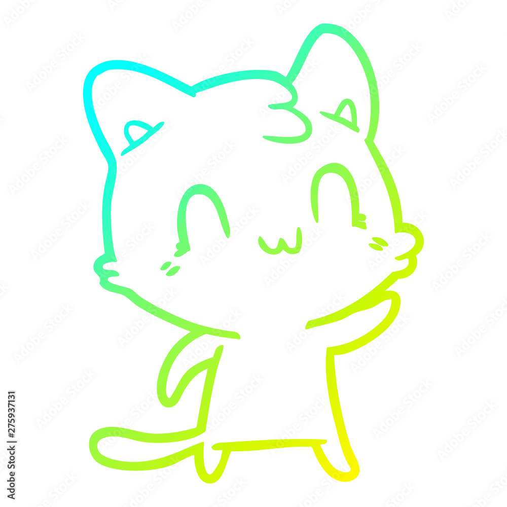 cold gradient line drawing cartoon happy cat cold gradient line drawing cartoon happy cat