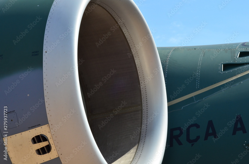 Aircraft turbine detail. Fan and cone system.