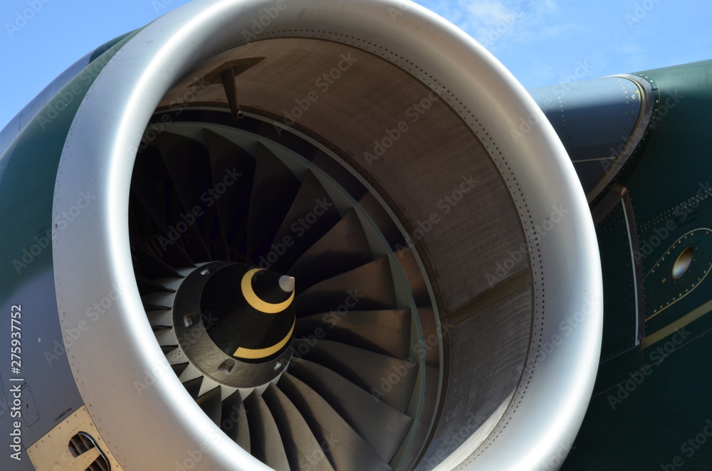 Aircraft turbine detail. Fan and cone system. Aircraft turbine detail. Fan and cone system.