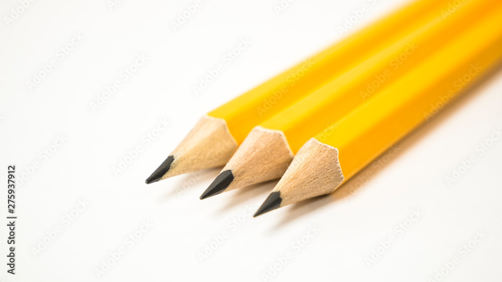 Obraz premium Yellow pencil isolated on white background.