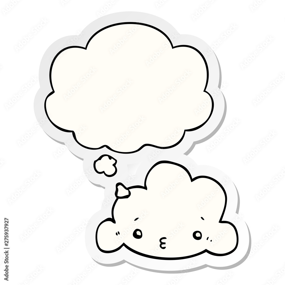 cute cartoon cloud and thought bubble as a printed sticker cute cartoon cloud and thought bubble as a printed sticker