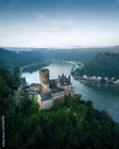 Bild auf Leinwand Summer at the Middle Rhine Valley with Castle Katz