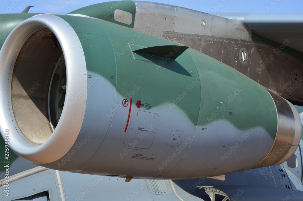 Obraz premium Aircraft turbine detail. Fan and cone system.