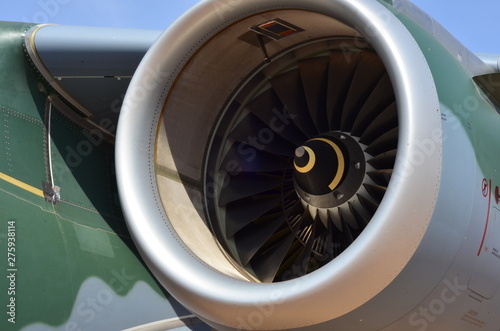 Aircraft turbine detail. Fan and cone system.