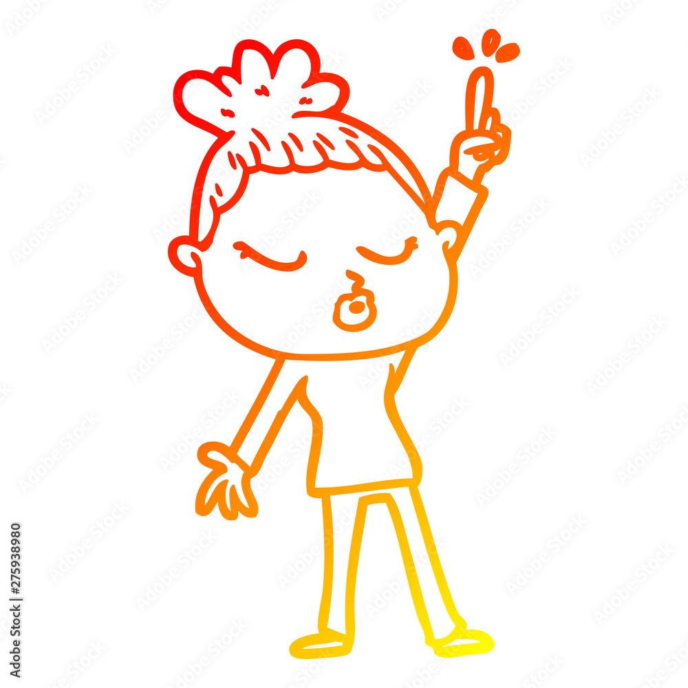 warm gradient line drawing cartoon calm woman