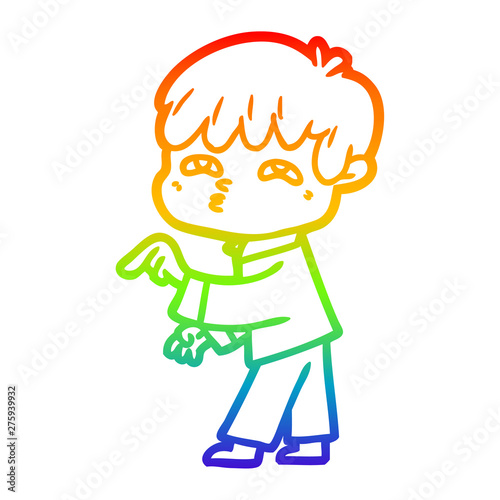 rainbow gradient line drawing cartoon curious man