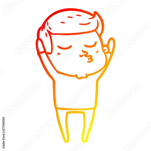 warm gradient line drawing cartoon model guy pouting