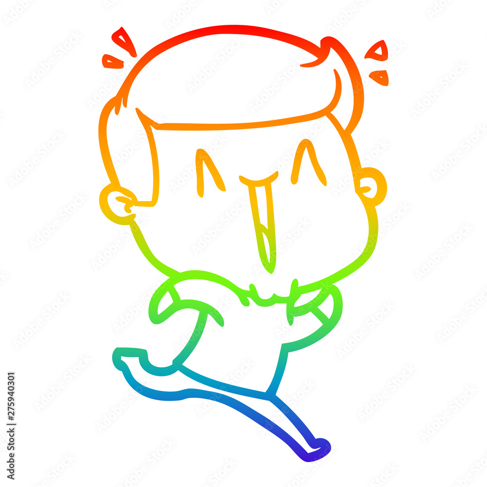 rainbow gradient line drawing cartoon excited man rainbow gradient line drawing cartoon excited man