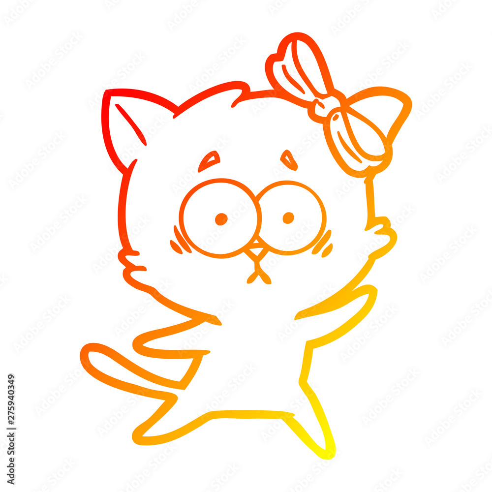 Obraz premium warm gradient line drawing cartoon cat
