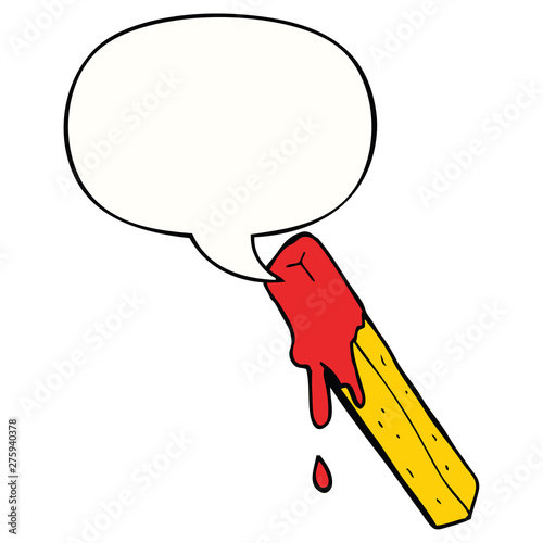 cartoon dipped fry and speech bubble