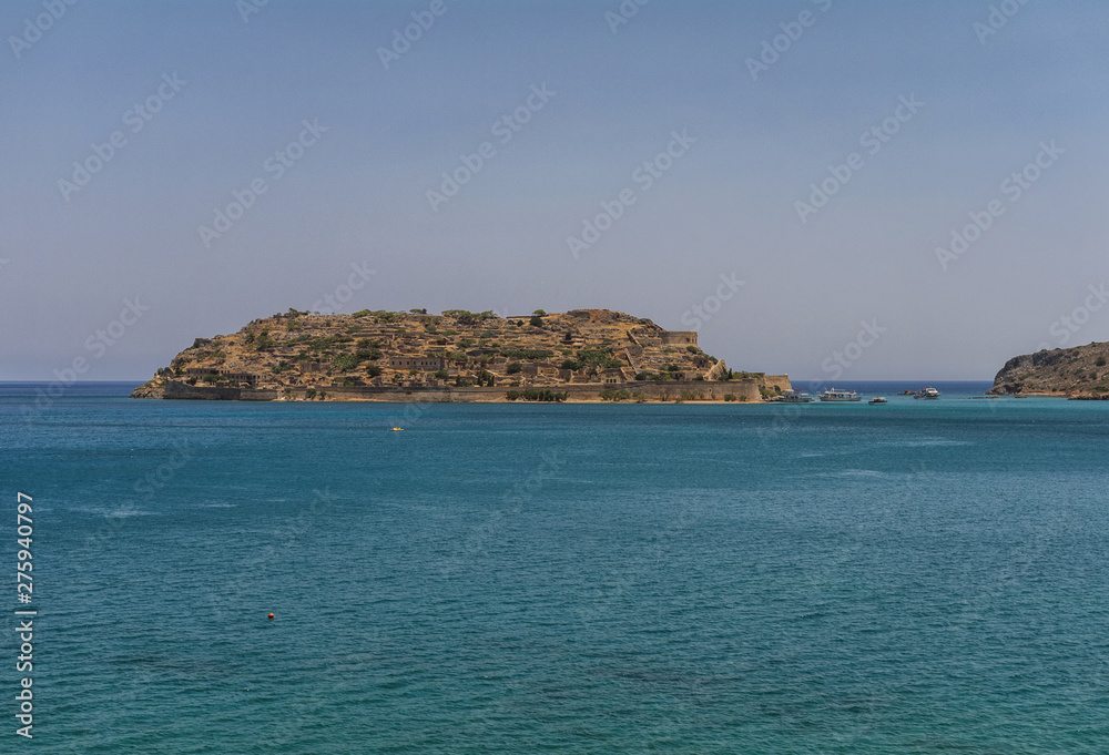 Spinalonga island in Elounda bay of Crete island in Greece.