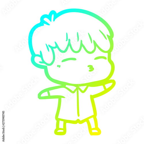 cold gradient line drawing cartoon curious boy